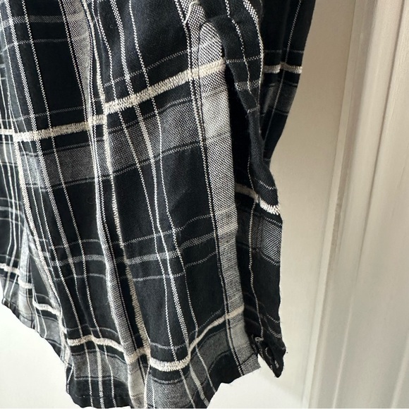 Max Studio Black & White Plaid Button Down Shirt with Ruffle Sleeves, Size Small - Picture 9 of 10